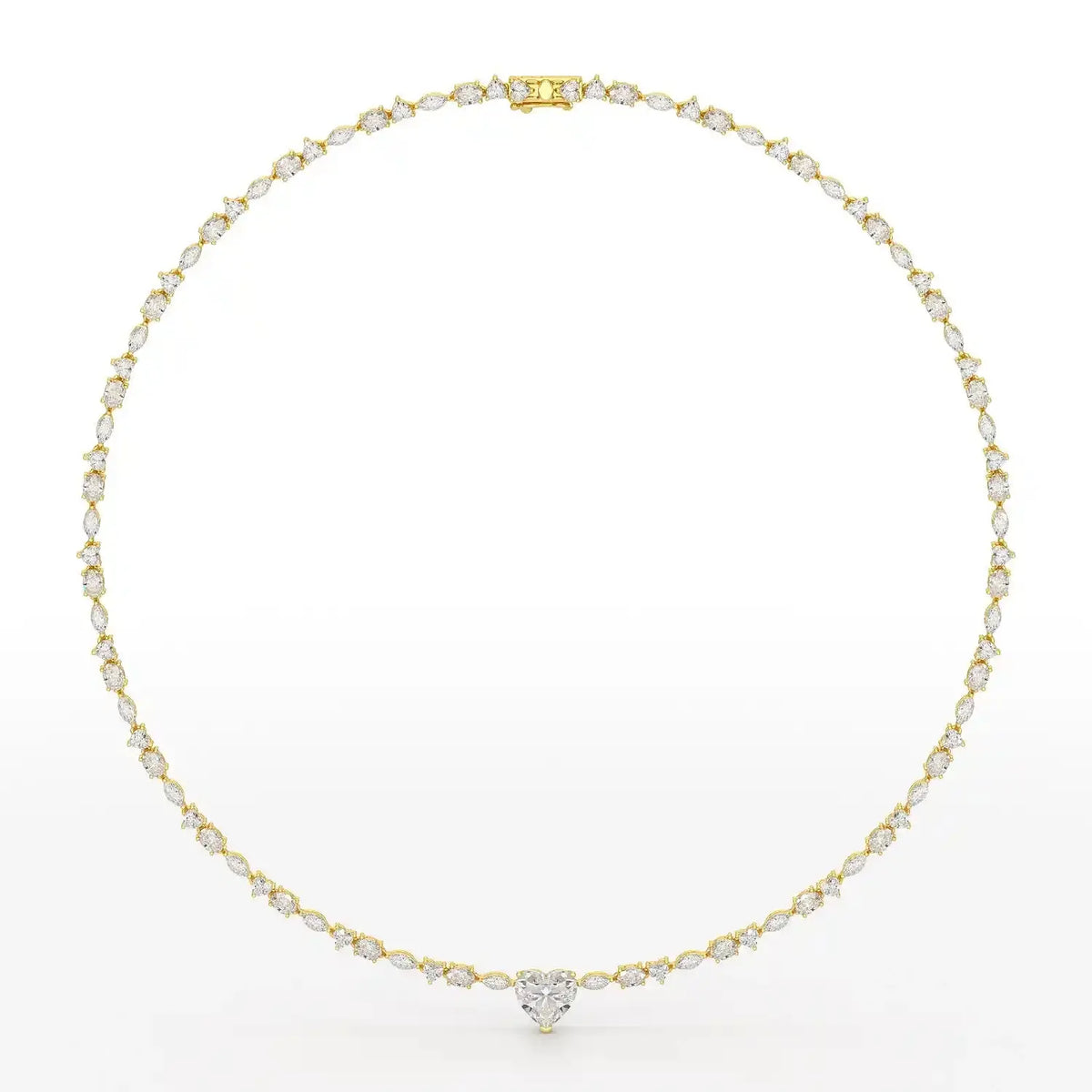 12.54 CT Heart Cut Lab Diamond Tennis Necklace Jama Jewels