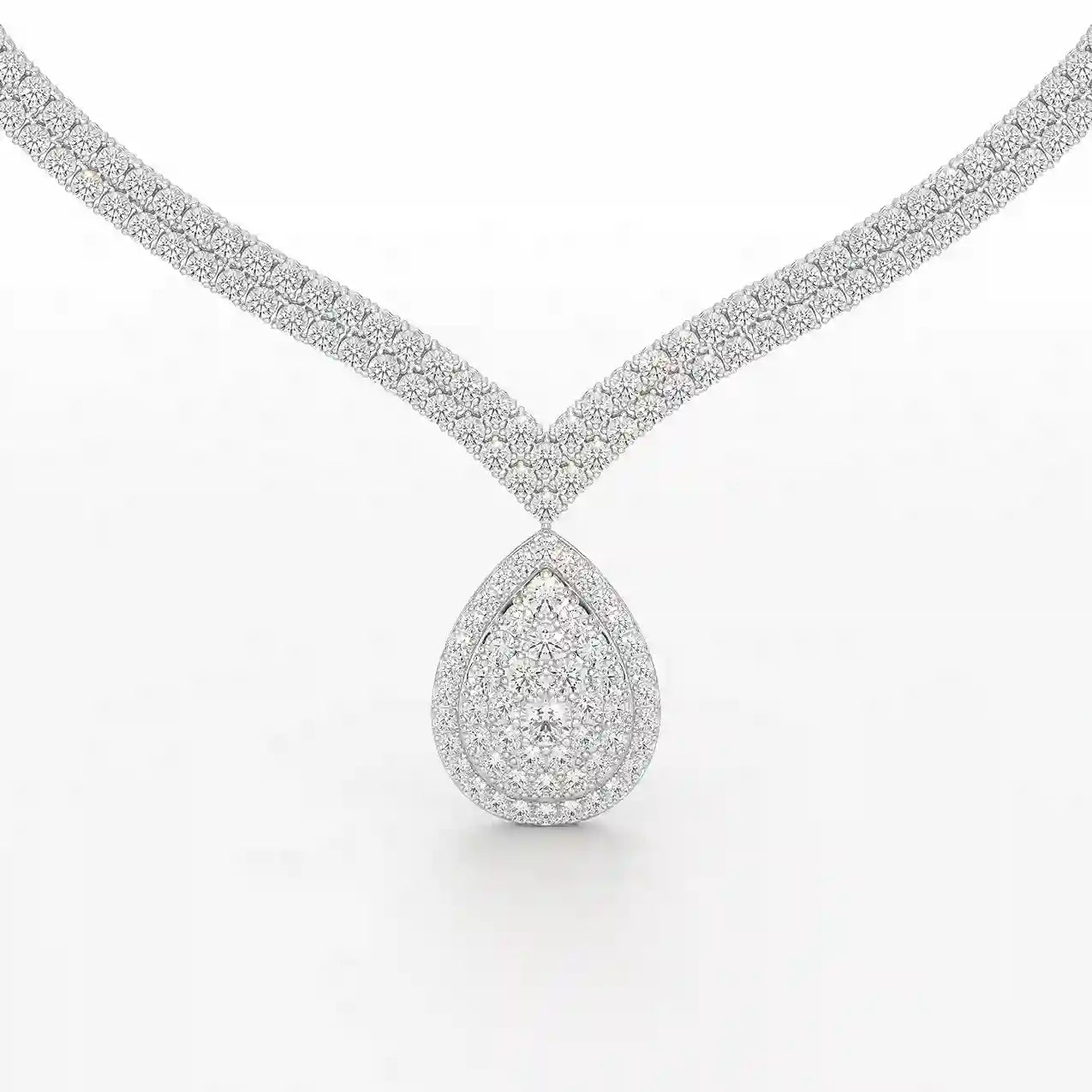 23.54 CT 2 Layered Necklace with Round Lab Diamonds