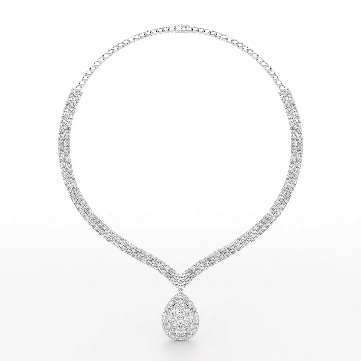 23.54 CT 2 Layered Necklace with Round Lab Diamonds