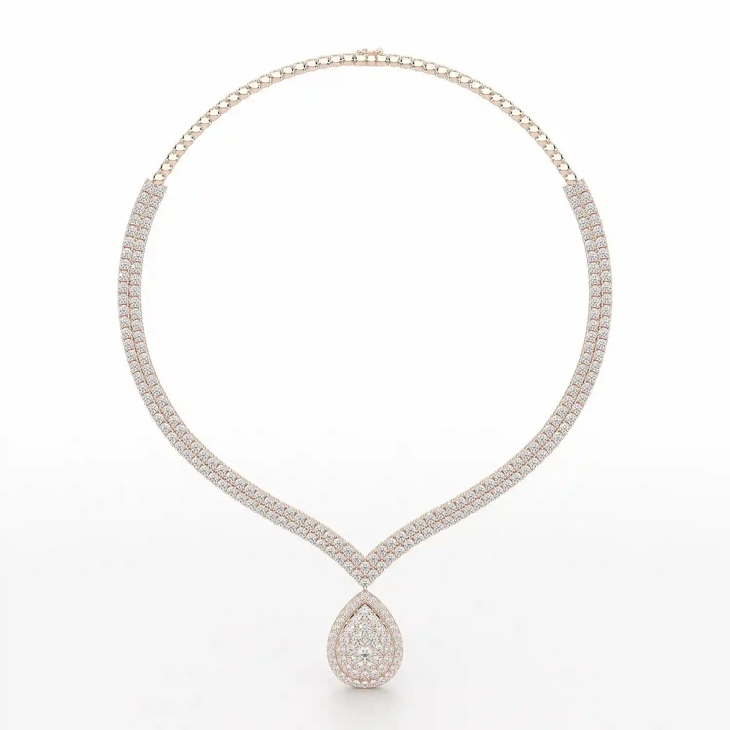 23.54 CT 2 Layered Necklace with Round Lab Diamonds