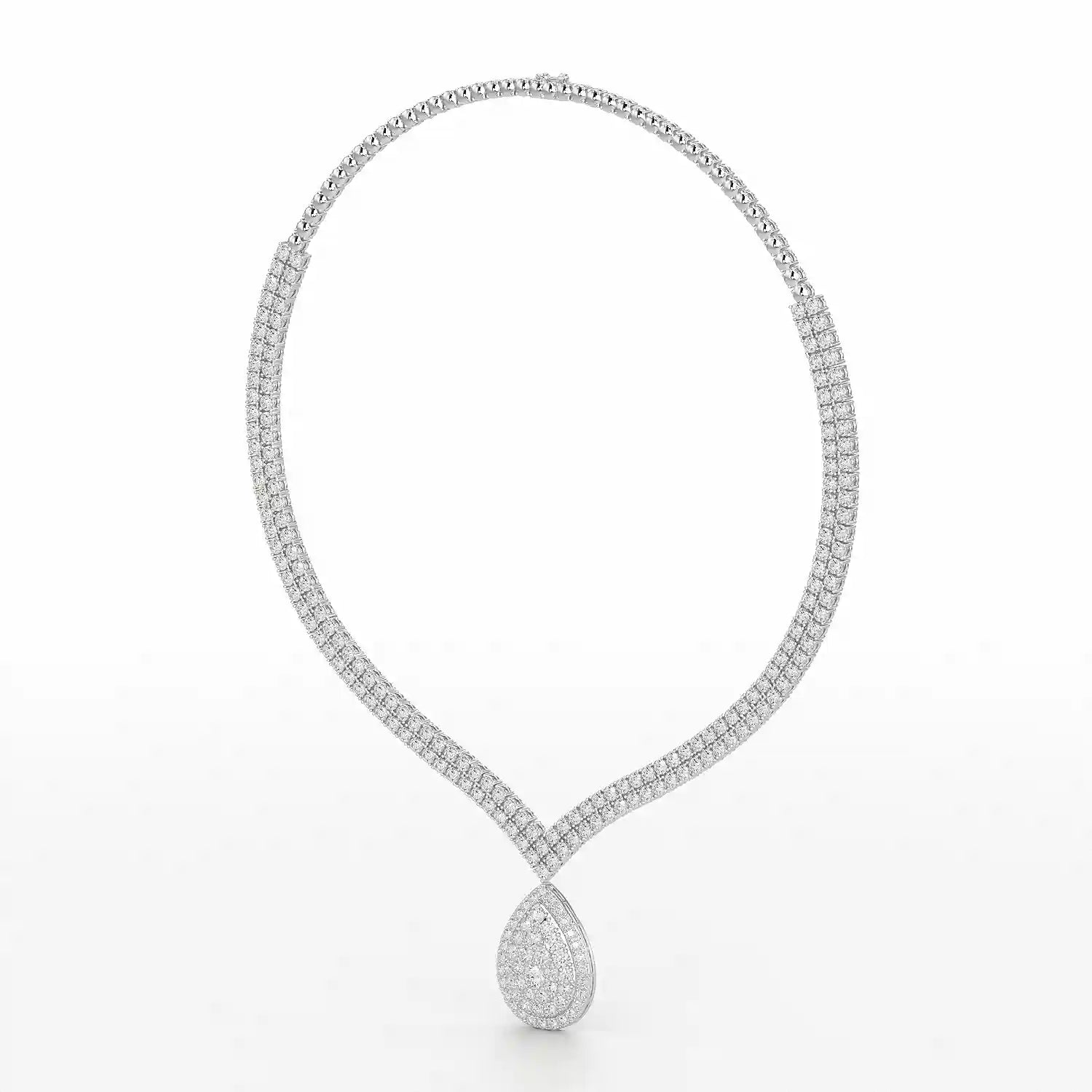 23.54 CT 2 Layered Necklace with Round Lab Diamonds