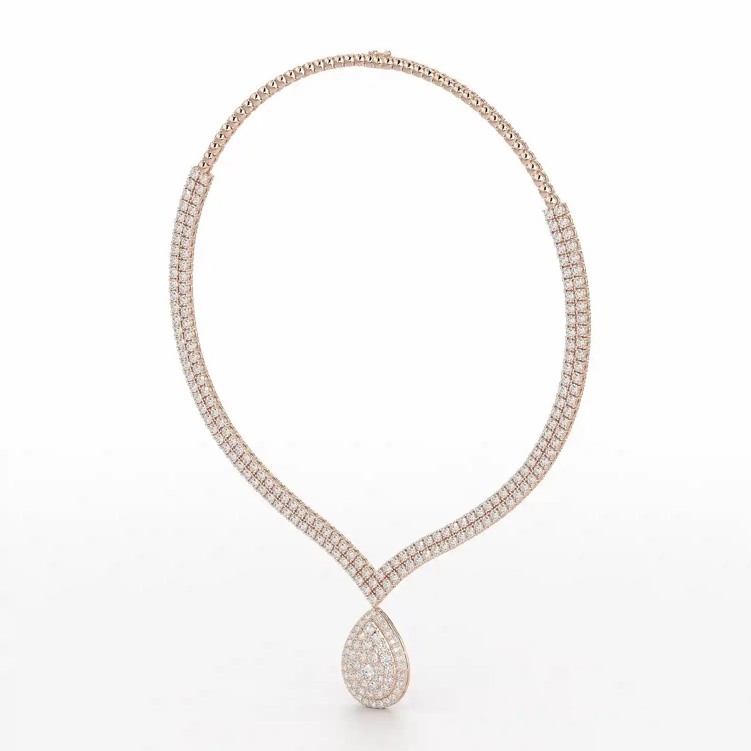 23.54 CT 2 Layered Necklace with Round Lab Diamonds