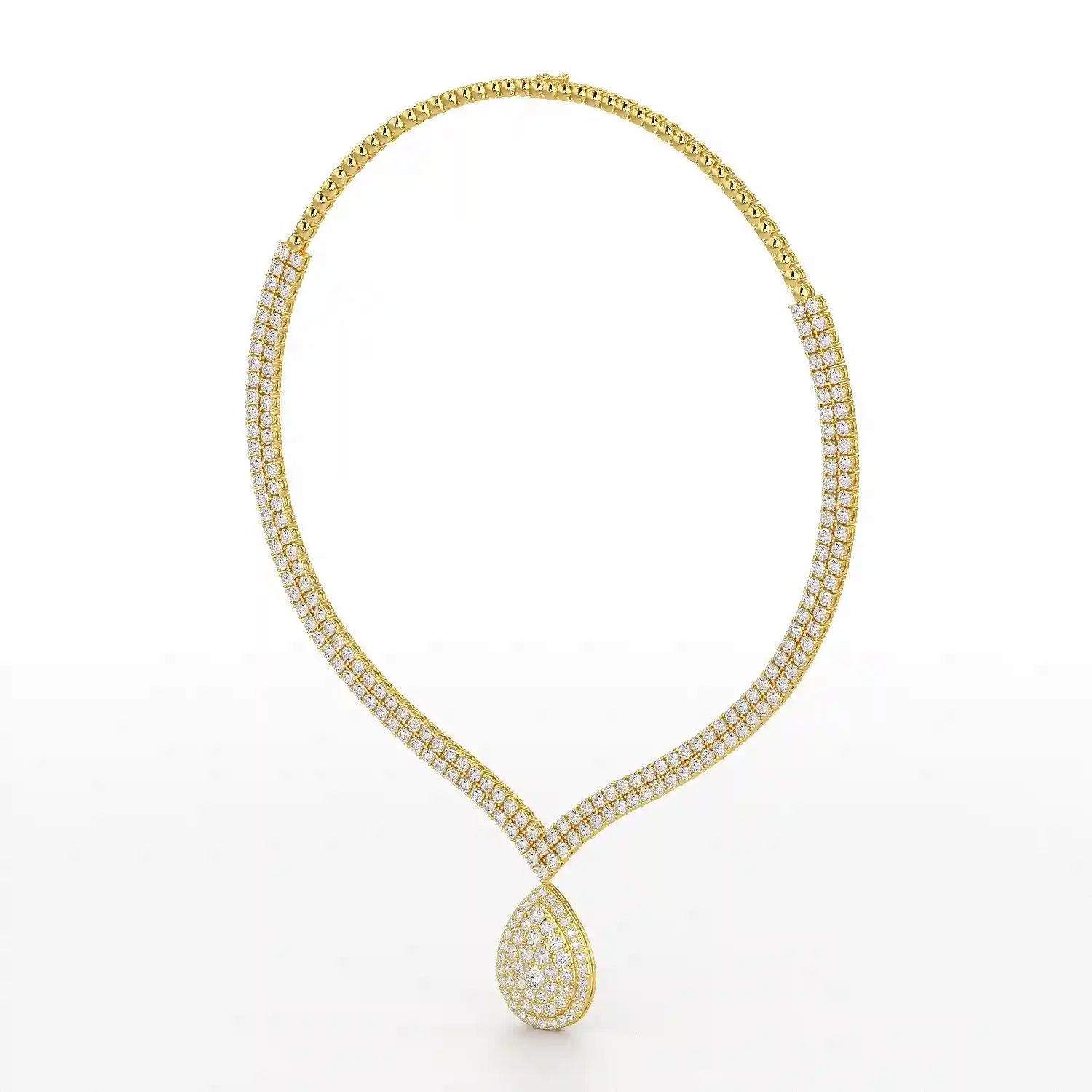 23.54 CT 2 Layered Necklace with Round Lab Diamonds