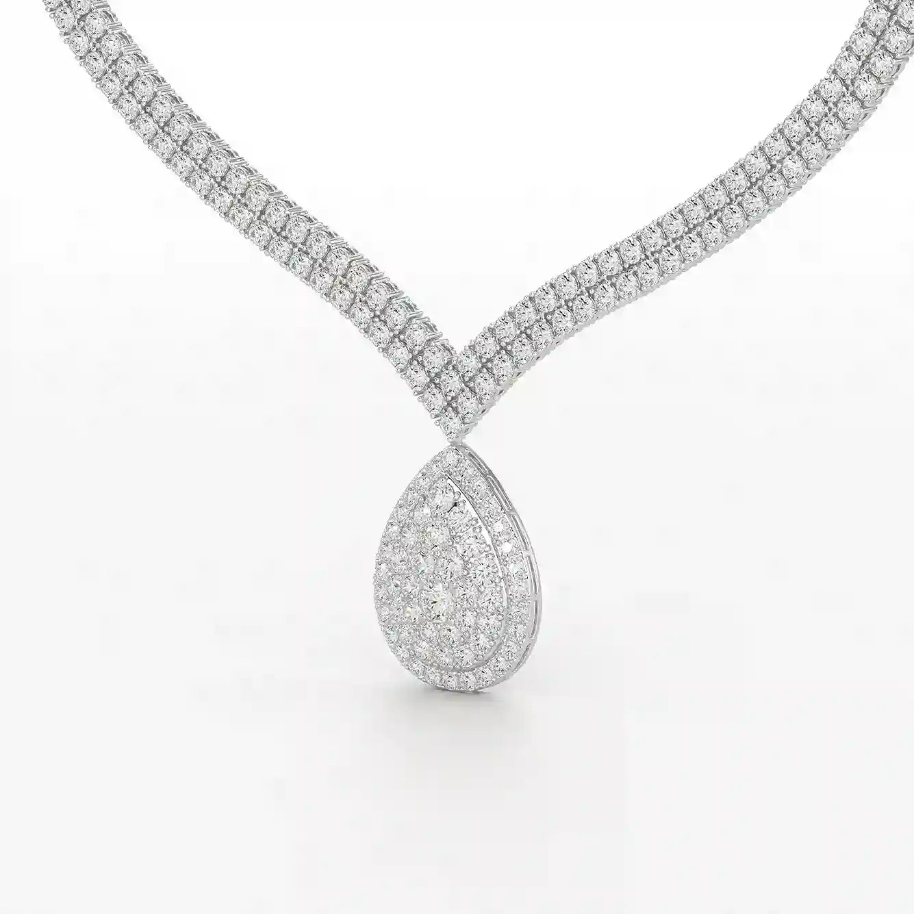 23.54 CT 2 Layered Necklace with Round Lab Diamonds