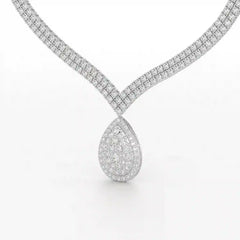 23.54 CT 2 Layered Necklace with Round Lab Diamonds
