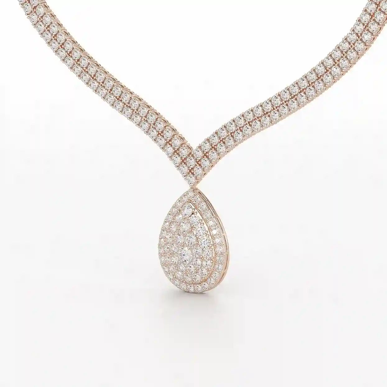 23.54 CT 2 Layered Necklace with Round Lab Diamonds