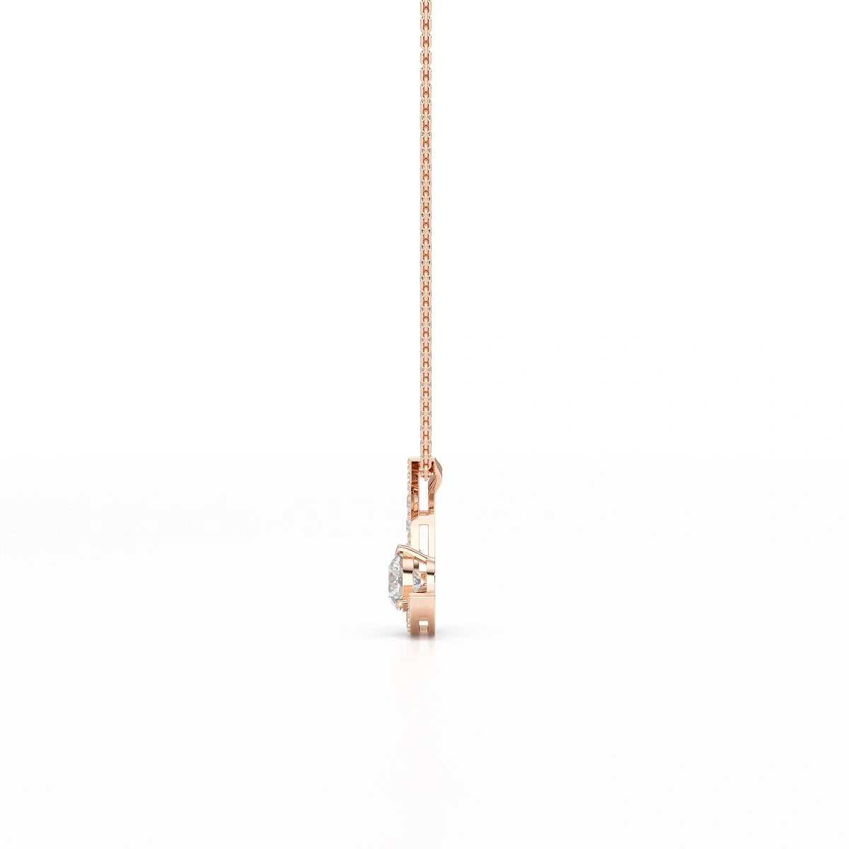1.7 CT Lab Diamond Moon Shaped Round Chain Pendant
