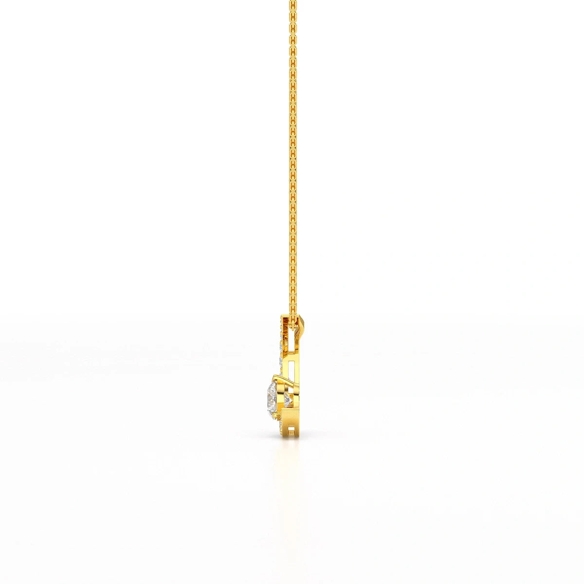 1.7 CT Lab Diamond Moon Shaped Round Chain Pendant
