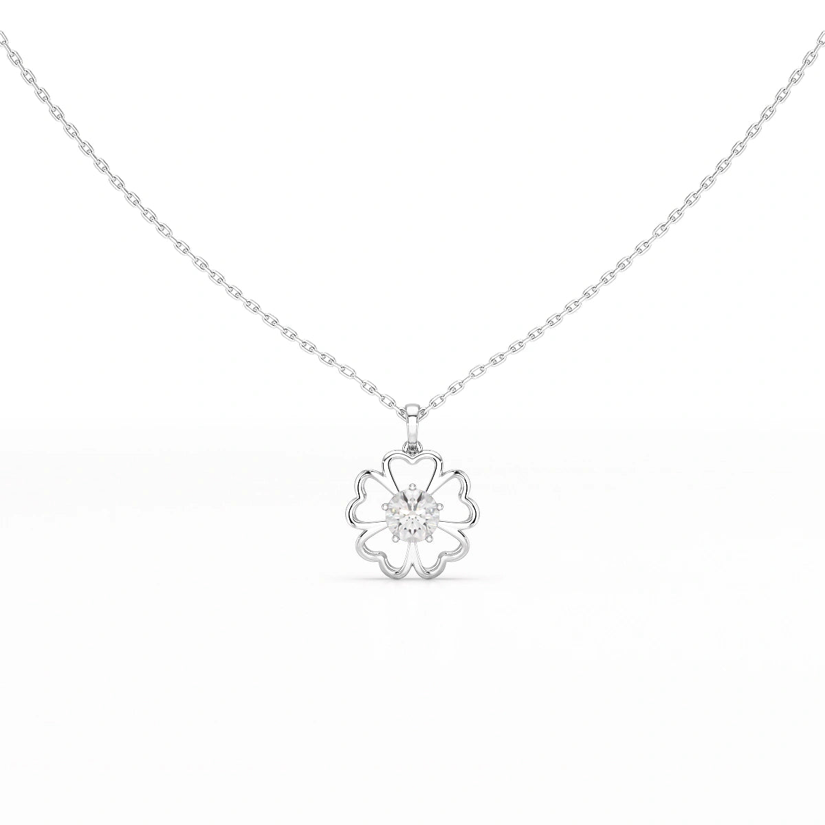 0.65 CT Heart Shape Pave Setting Pendant With Round Cut Lab Diamonds