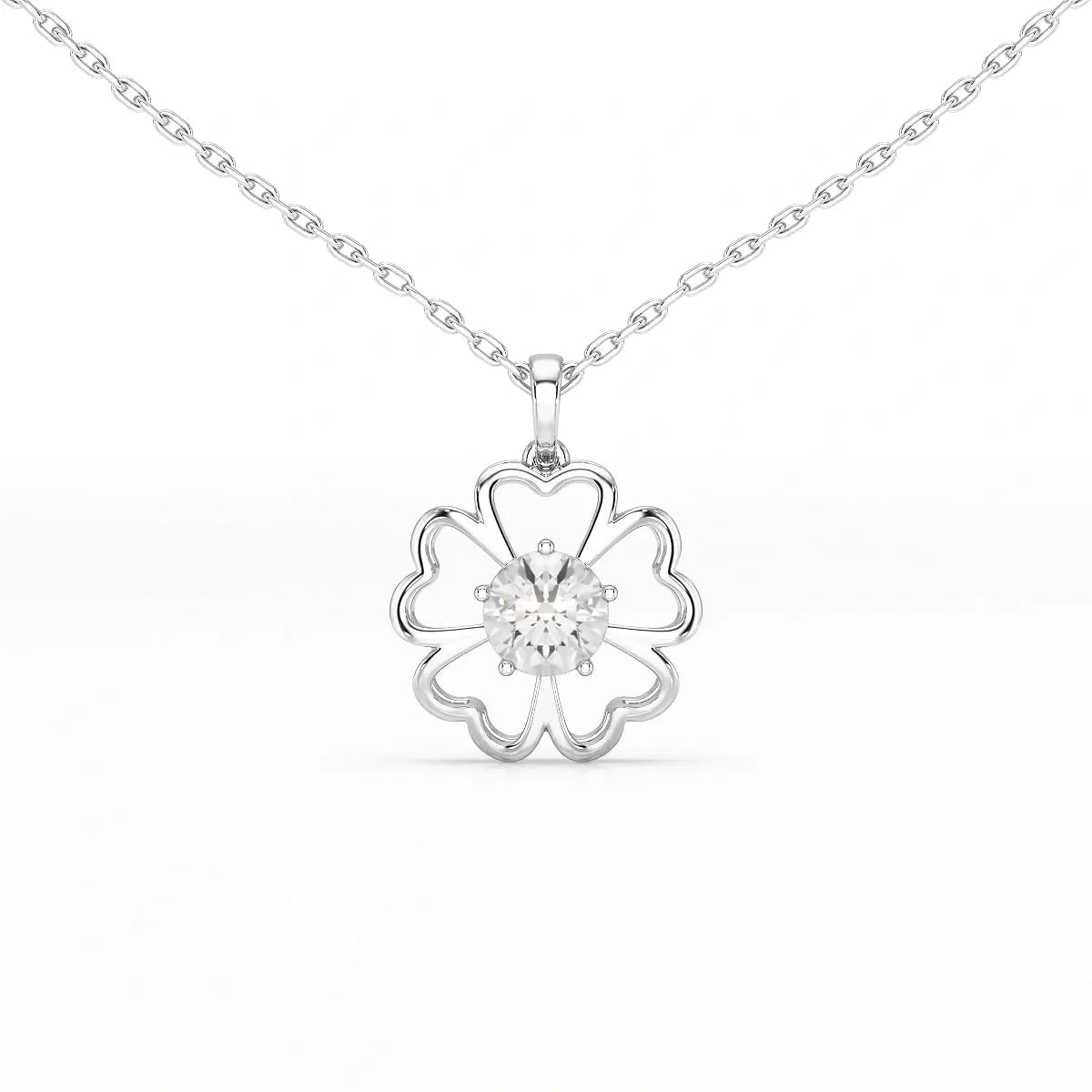 0.65 CT Heart Shape Pave Setting Pendant With Round Cut Lab Diamonds