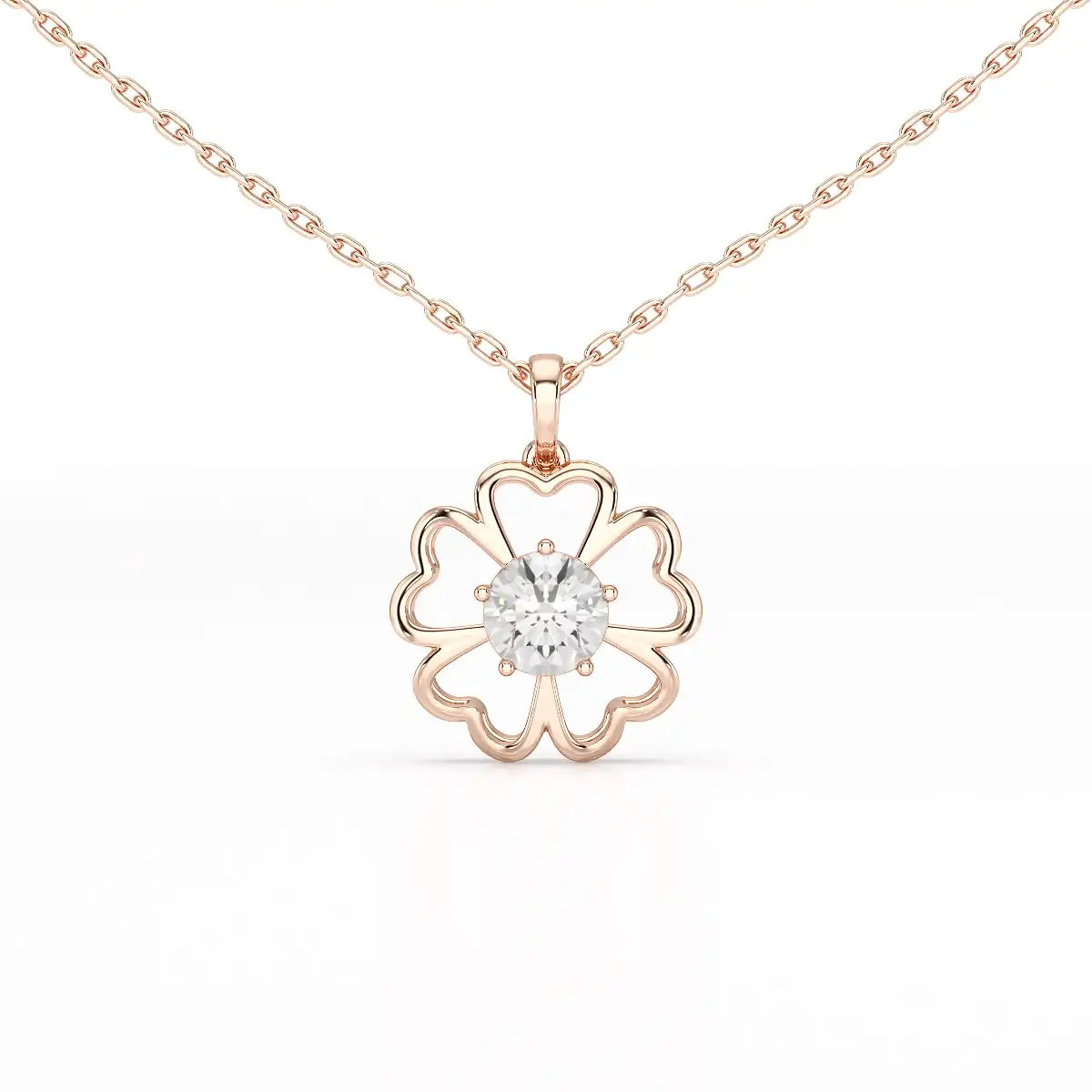 0.65 CT Heart Shape Pave Setting Pendant With Round Cut Lab Diamonds