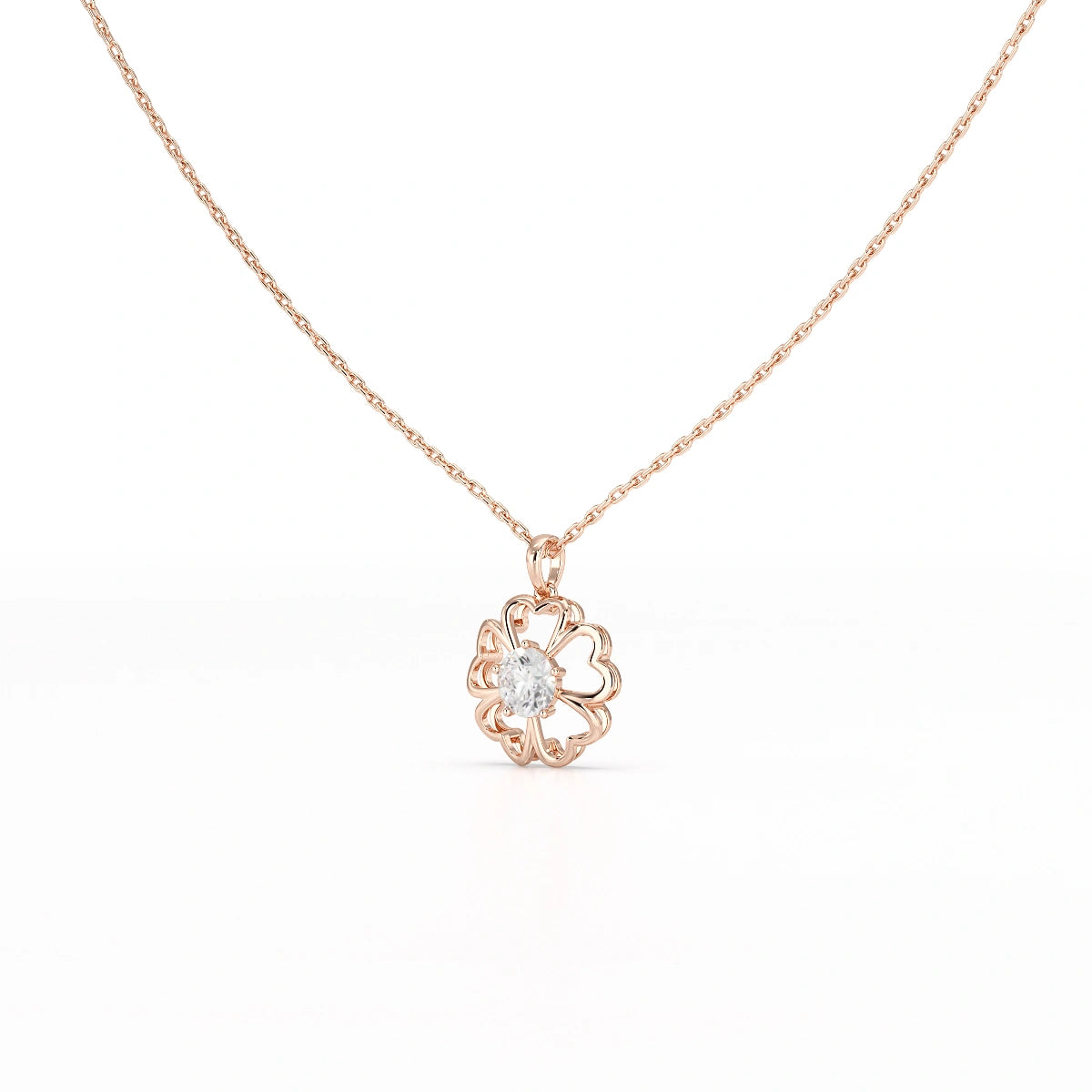 0.65 CT Heart Shape Pave Setting Pendant With Round Cut Lab Diamonds