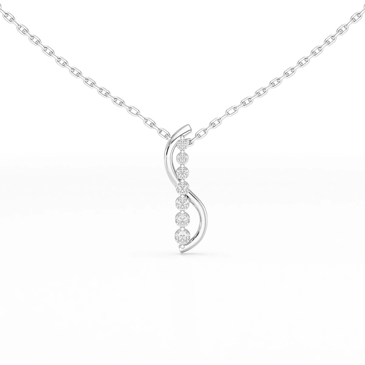 0.15 CT Round Cut Lab Diamond Swirl Pendant