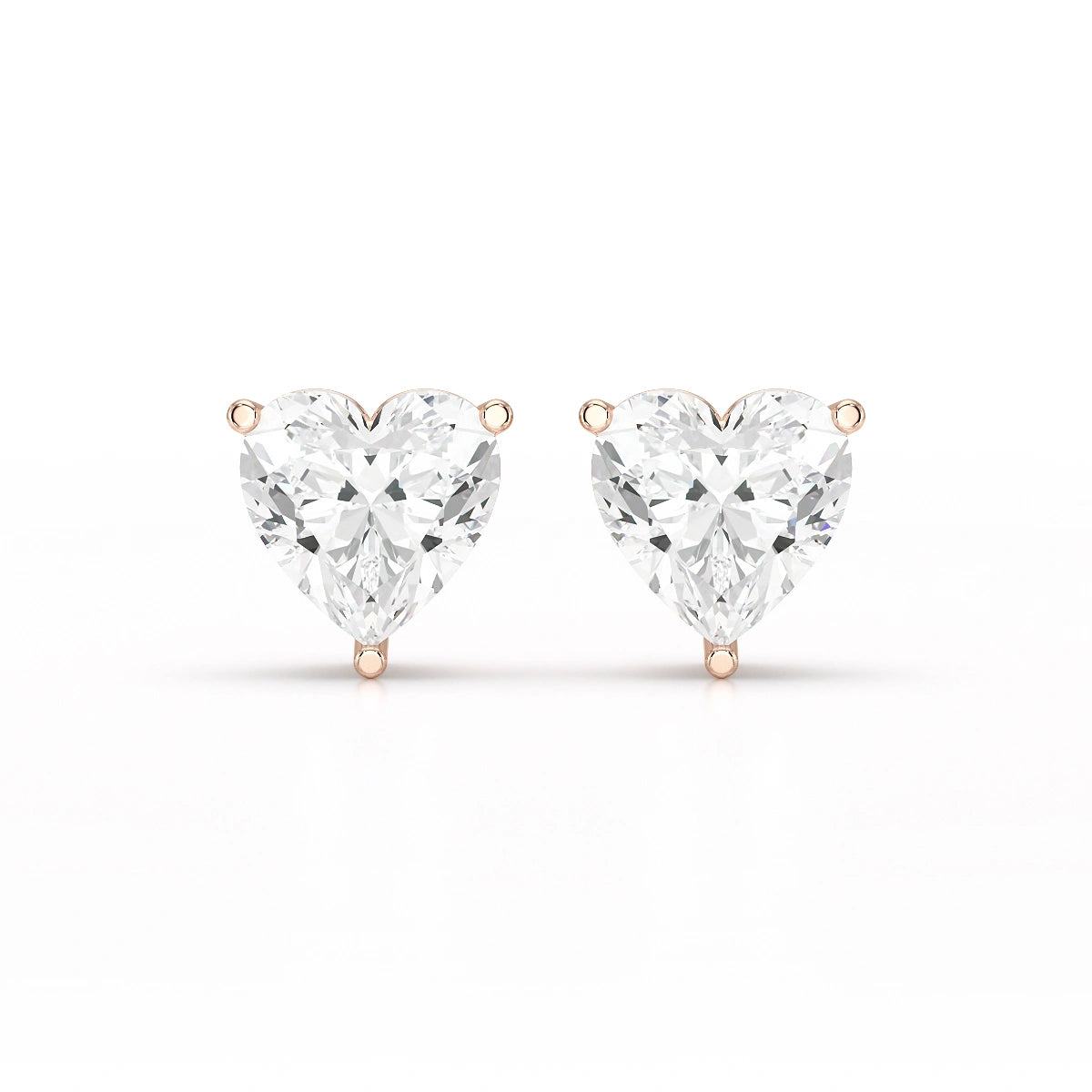 Heart Shape Solitaire Lab Diamond Stud Earrings