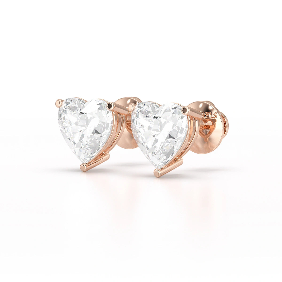 Heart Shape Solitaire Lab Diamond Stud Earrings