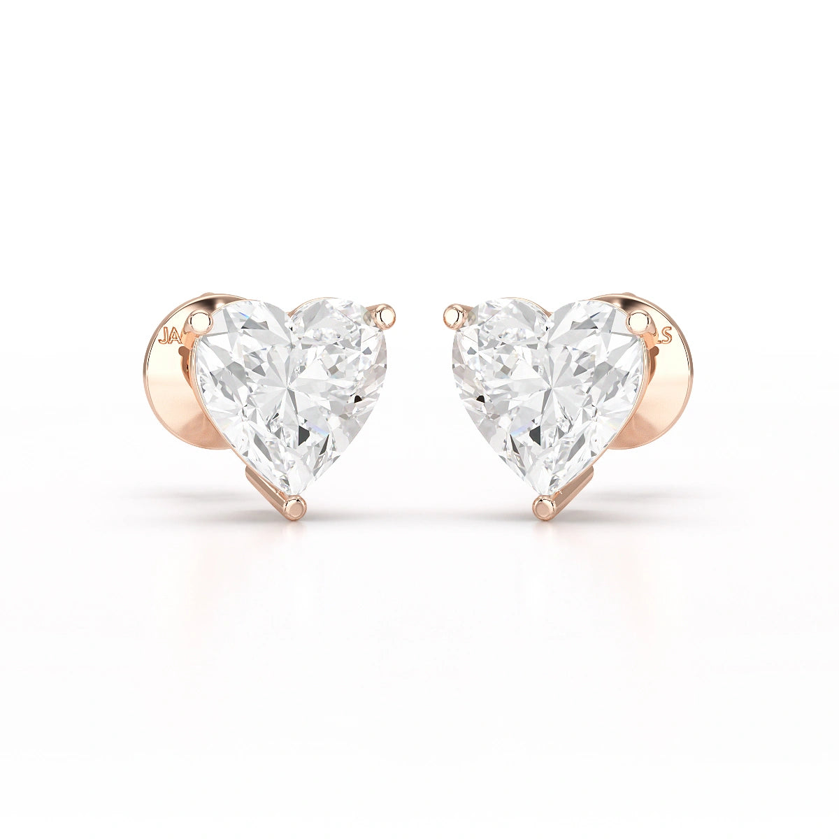 Heart Shape Solitaire Lab Diamond Stud Earrings