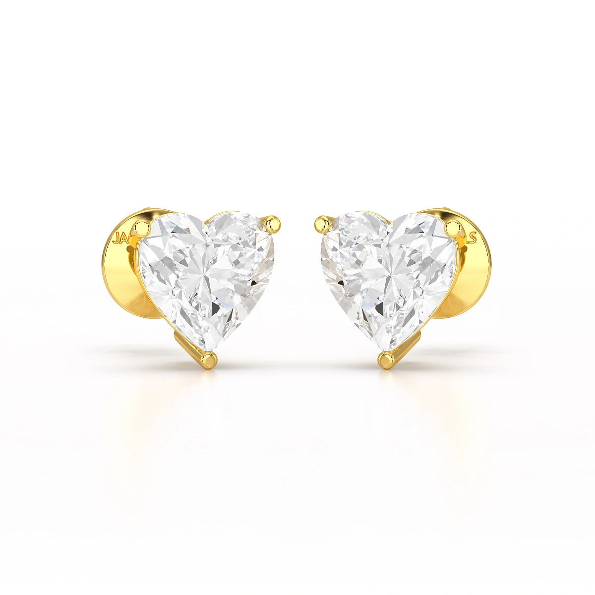 Heart Shape Solitaire Lab Diamond Stud Earrings