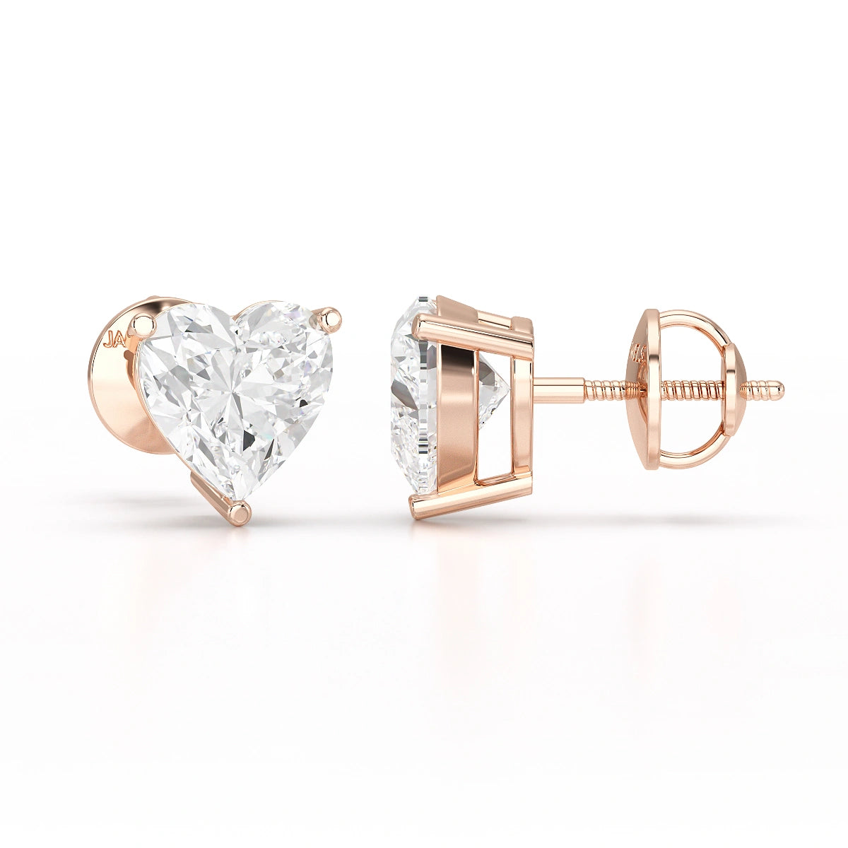 Heart Shape Solitaire Lab Diamond Stud Earrings