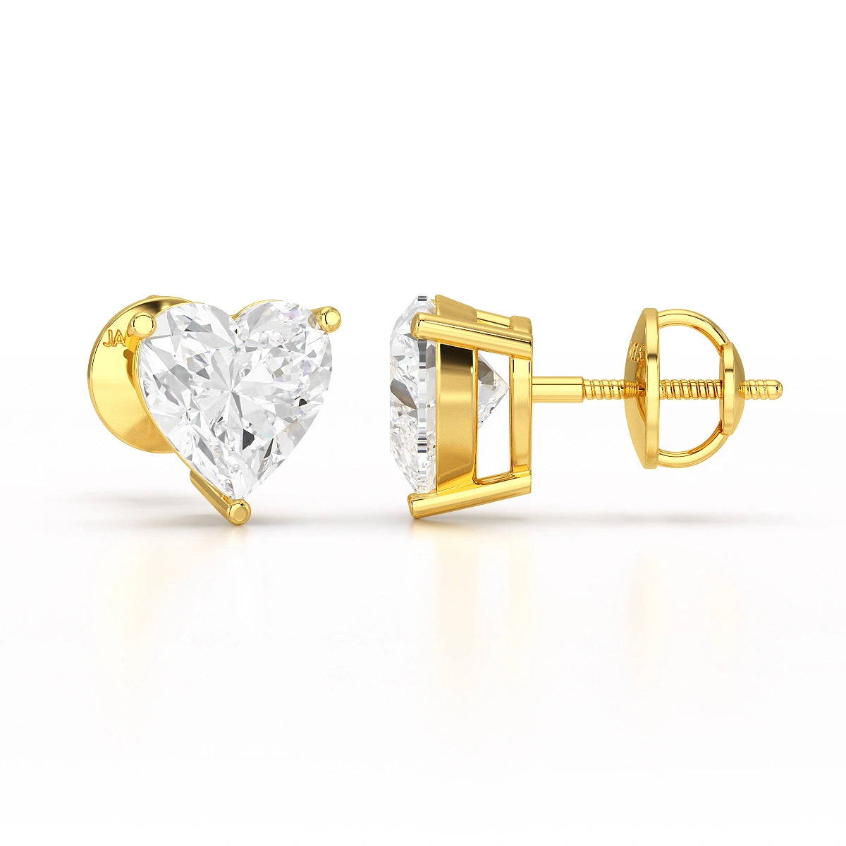 Heart Shape Solitaire Lab Diamond Stud Earrings