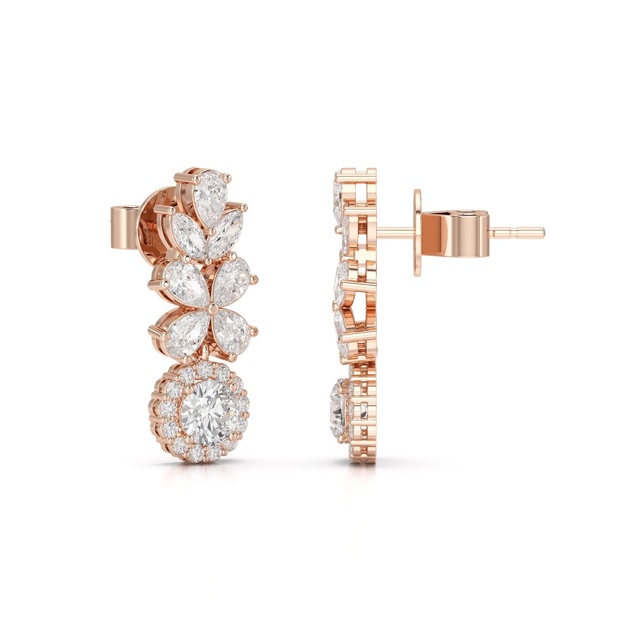 2.10 CT Multi Shape Diamond Drop Earring Jama Jewels