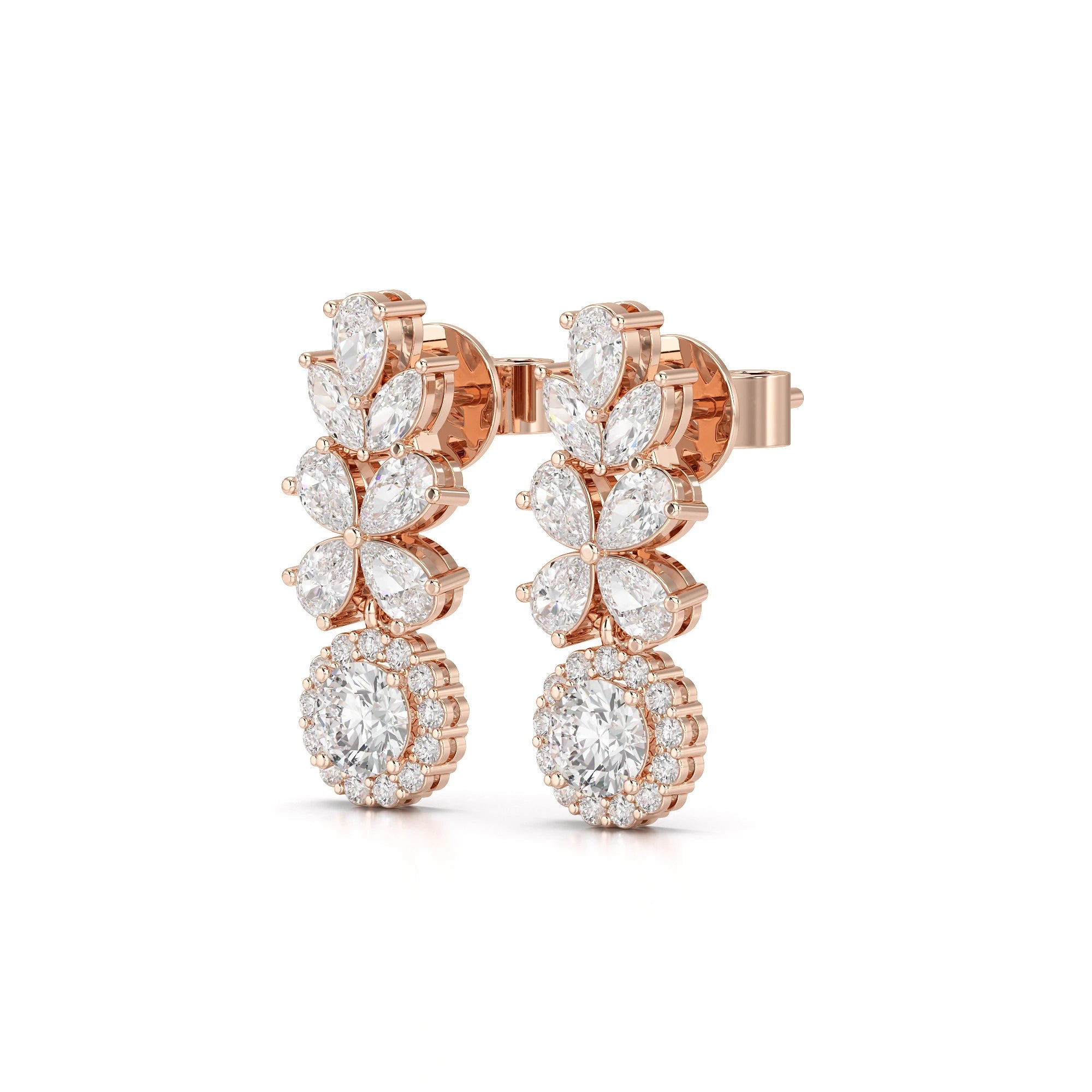2.10 CT Multi Shape Diamond Drop Earring Jama Jewels