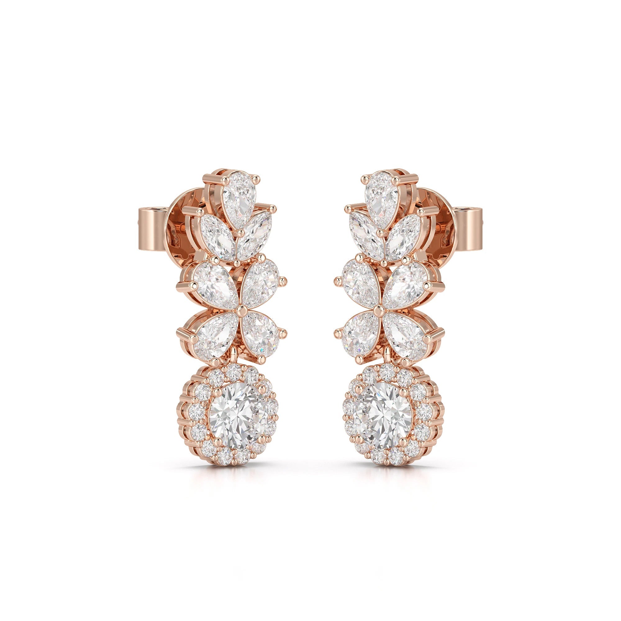 2.10 CT Multi Shape Diamond Drop Earring Jama Jewels