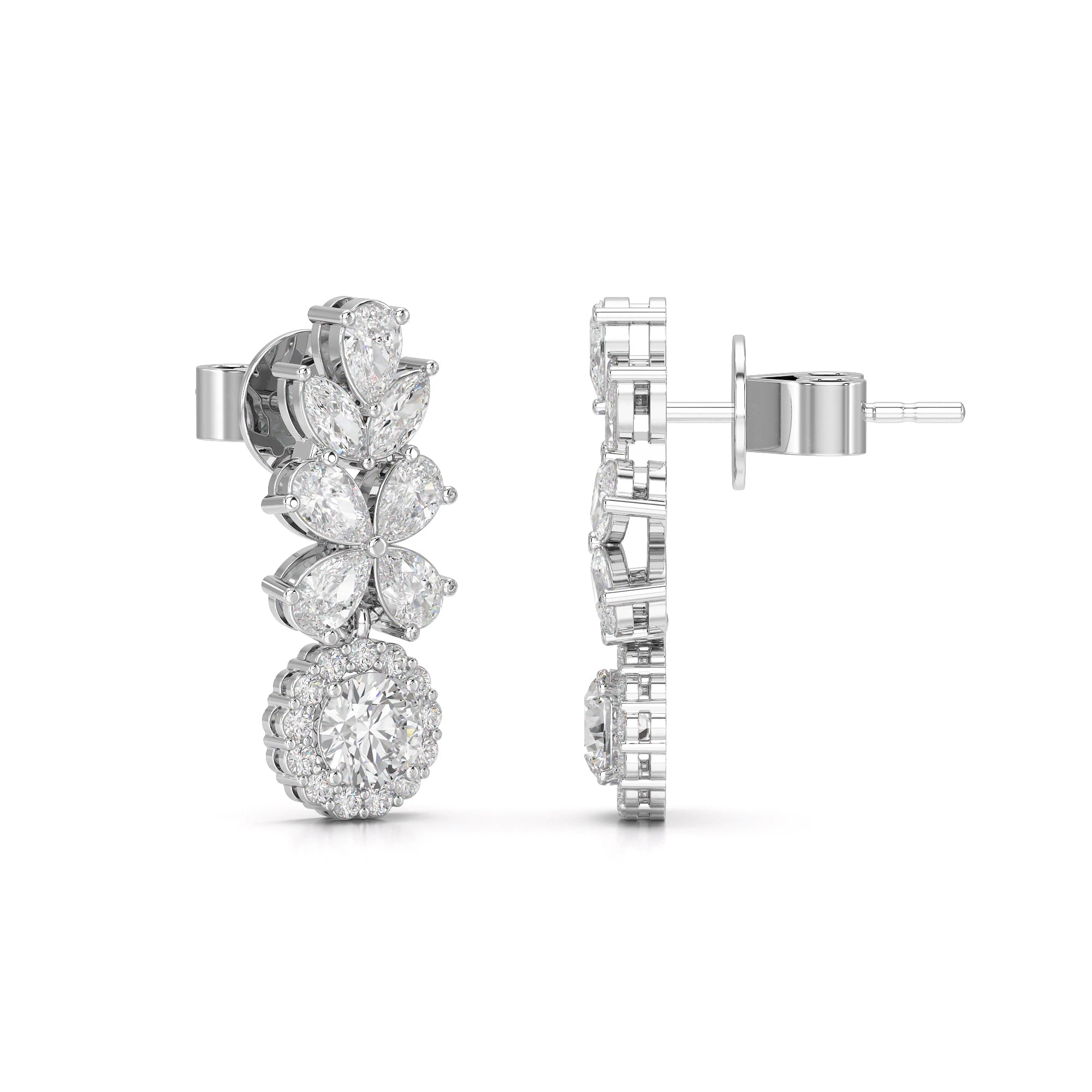 2.10 CT Multi Shape Diamond Drop Earring Jama Jewels