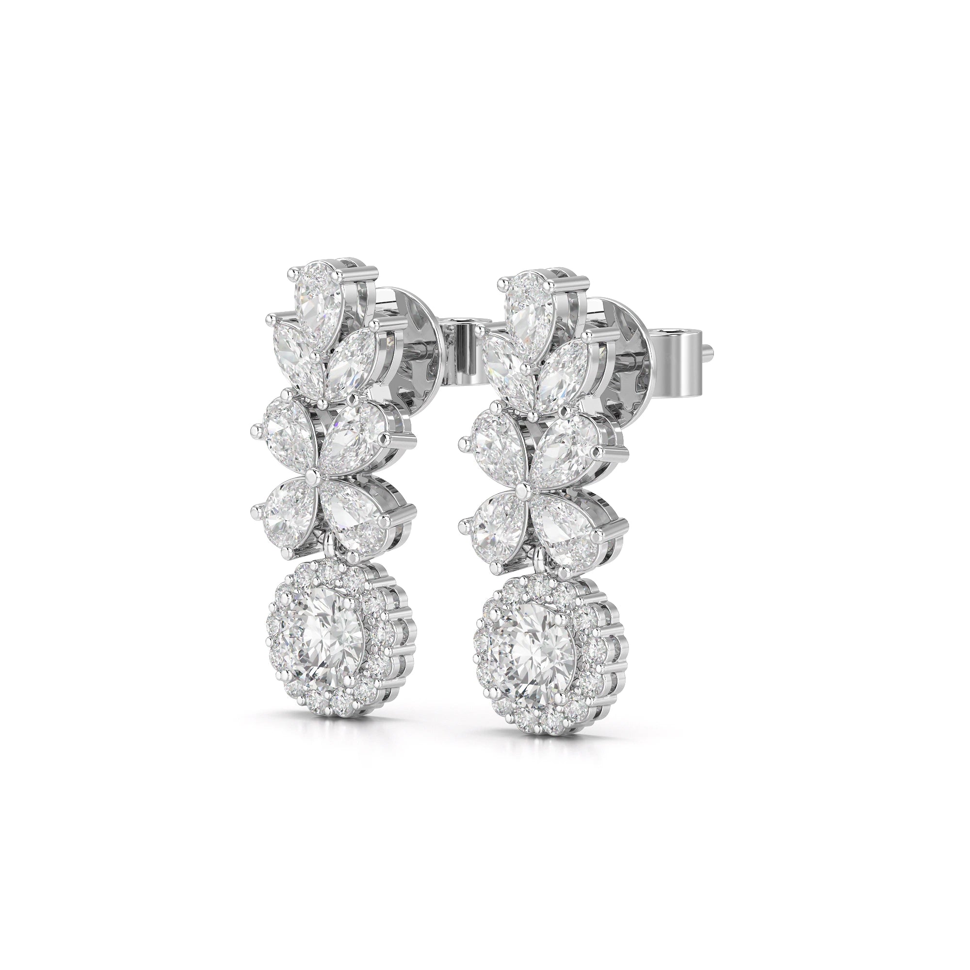 2.10 CT Multi Shape Diamond Drop Earring Jama Jewels