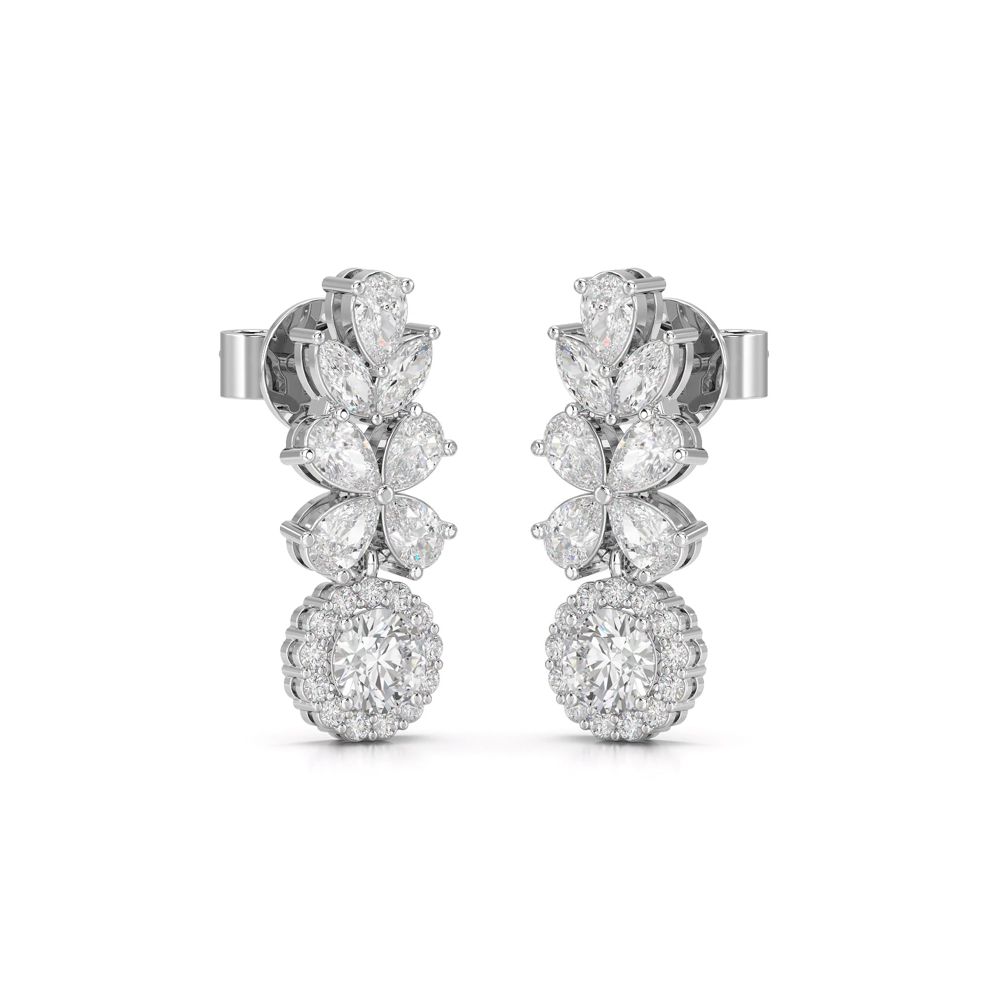 2.10 CT Multi Shape Diamond Drop Earring Jama Jewels