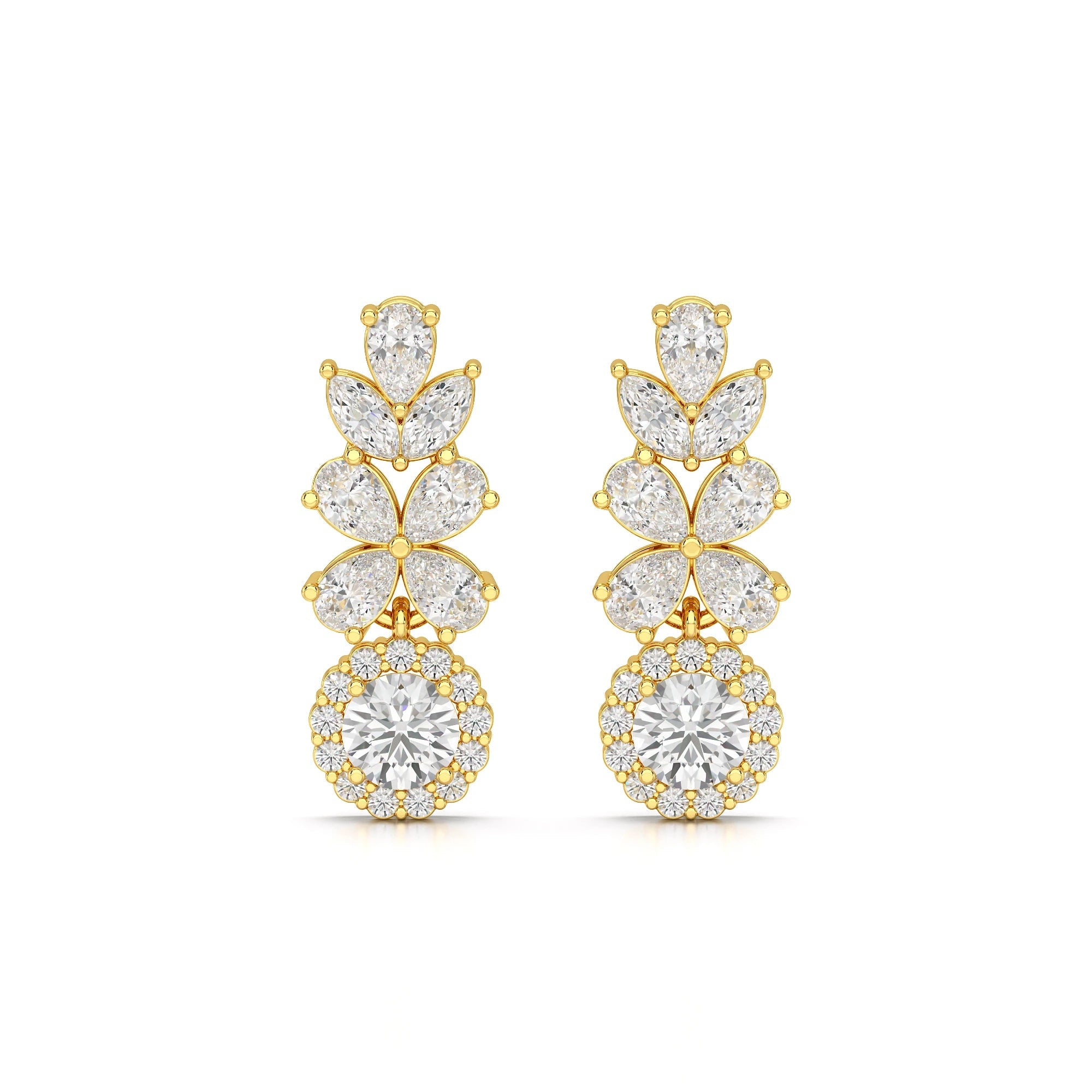 2.10 CT Multi Shape Diamond Drop Earring Jama Jewels