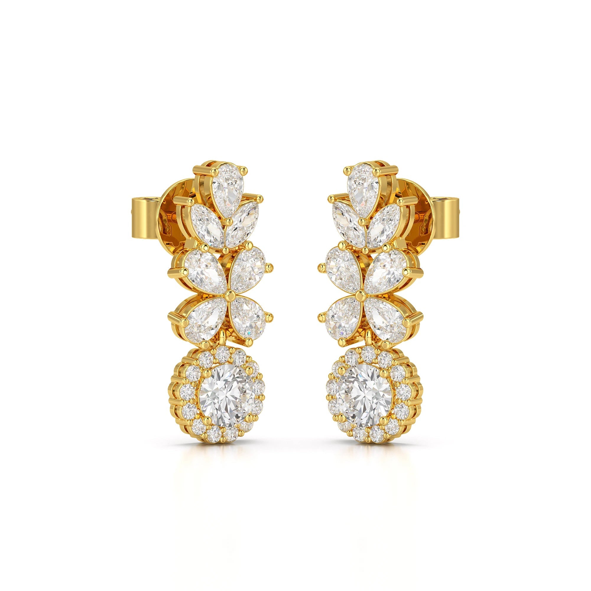 2.10 CT Multi Shape Diamond Drop Earring Jama Jewels