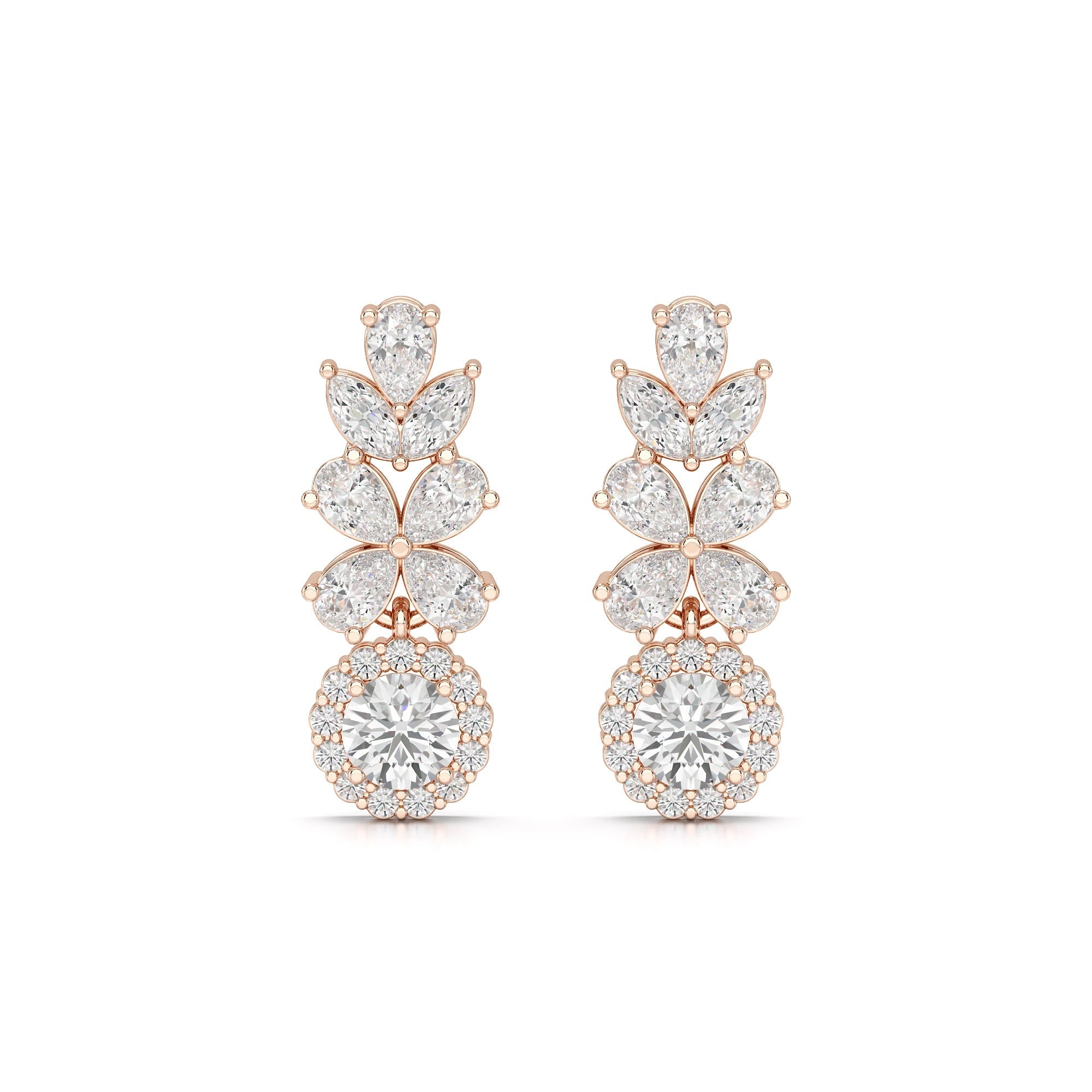 2.10 CT Multi Shape Diamond Drop Earring Jama Jewels