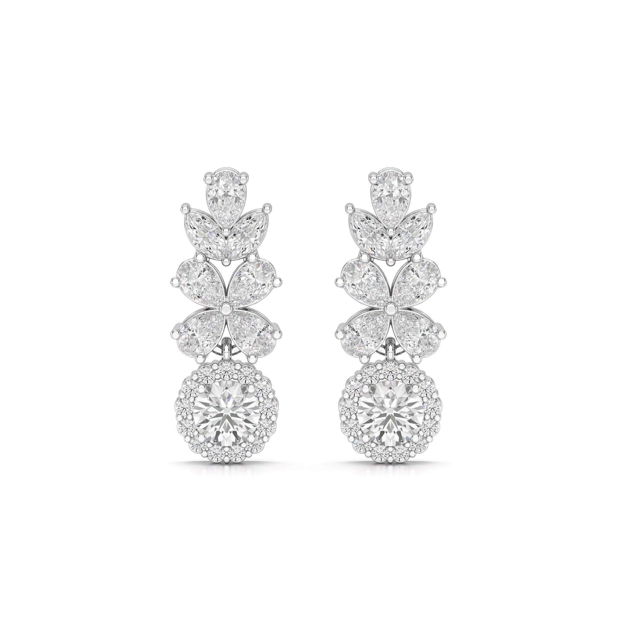 2.10 CT Multi Shape Diamond Drop Earring Jama Jewels