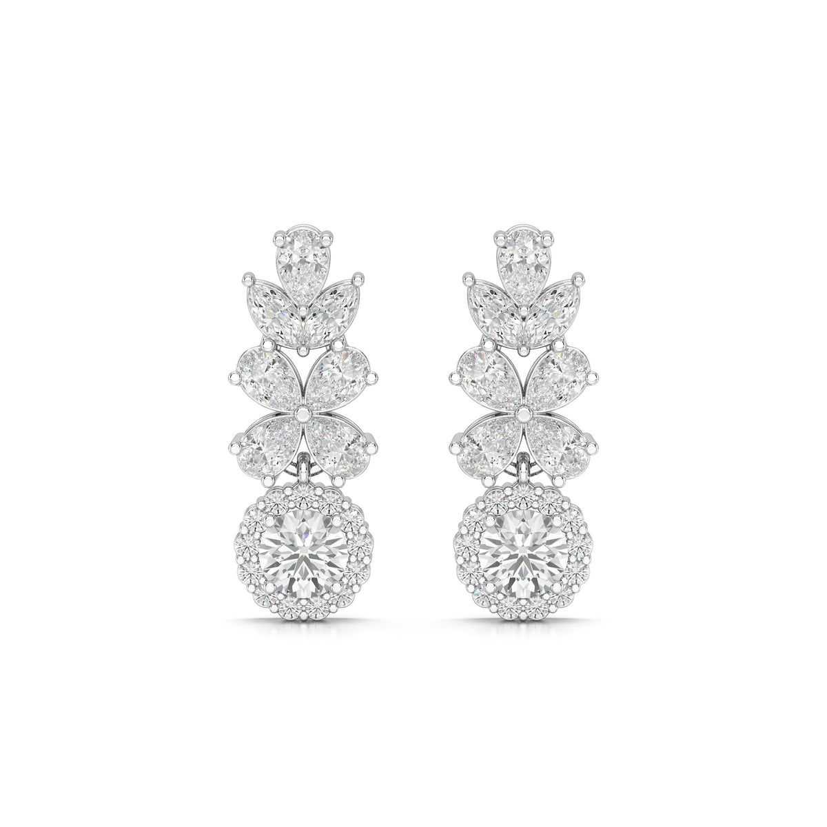 2.10 CT Multi Shape Diamond Drop Earring Jama Jewels