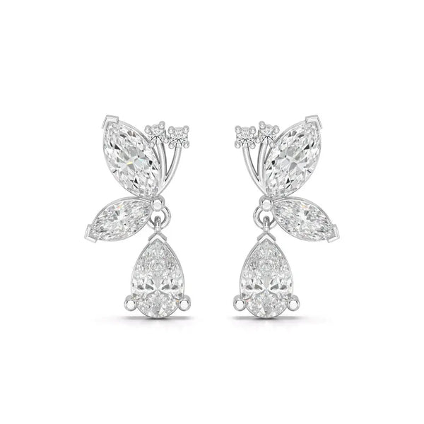 2.35 CT Pear & Marquise Diamond Cascade Drop Earrings