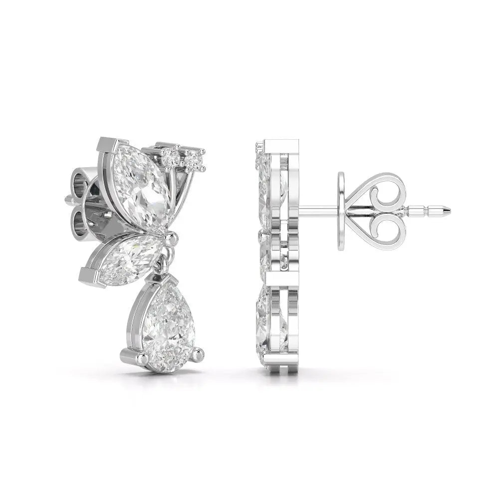2.35 CT Pear and Marquise Cut Diamond Drop Earring Jama Jewels