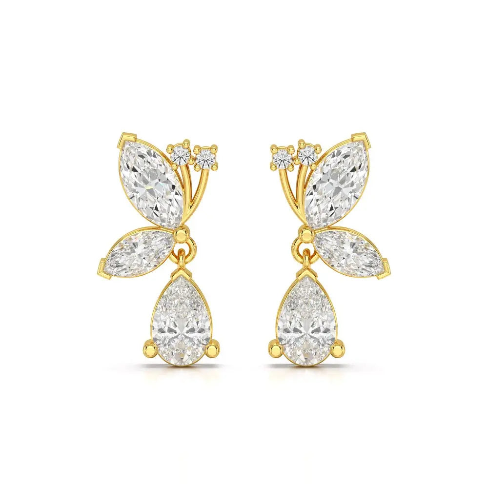 2.35 CT Pear and Marquise Cut Diamond Drop Earring Jama Jewels