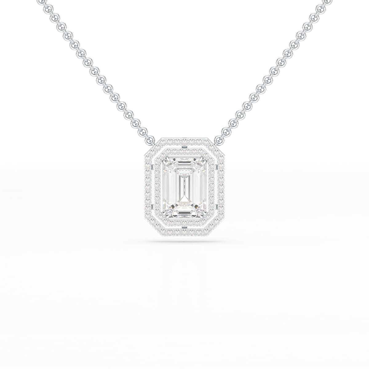 11.43 CT Emerald Cut Halo Lab Diamond Pendant