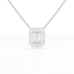 11.43 CT Emerald Cut Halo Lab Diamond Pendant