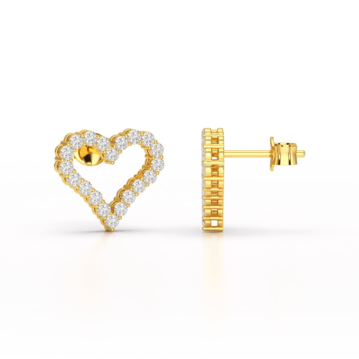 0.56 CT Heart Shaped Lab Diamond Stud Earrings