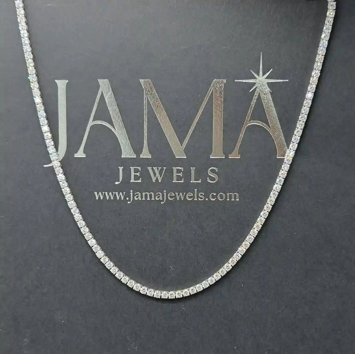12 CT Round Cut Lab Diamond Tennis Necklace (Ready for Delivery) Jama Jewels