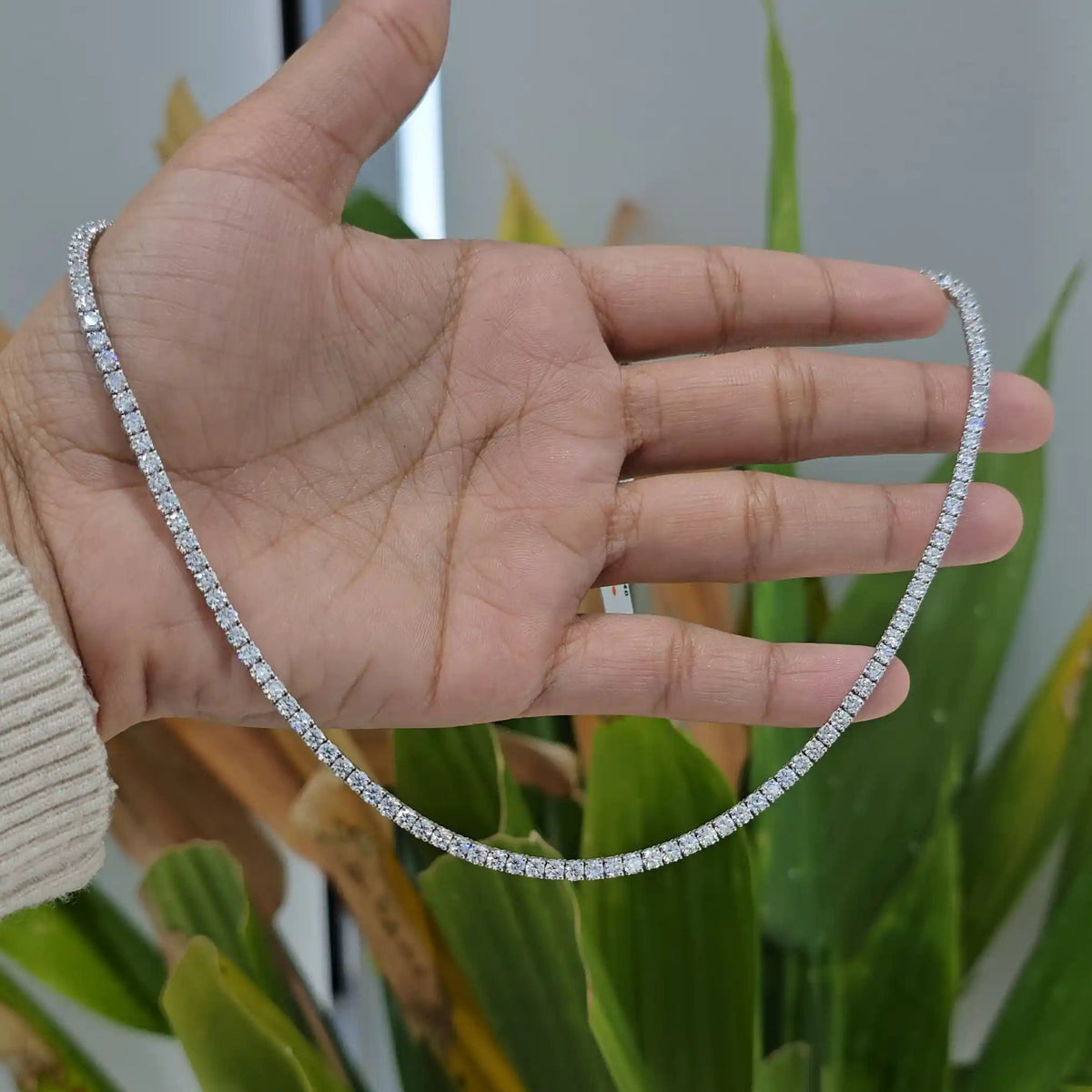 12 CT Round Cut Lab Diamond Tennis Necklace (Ready for Delivery)