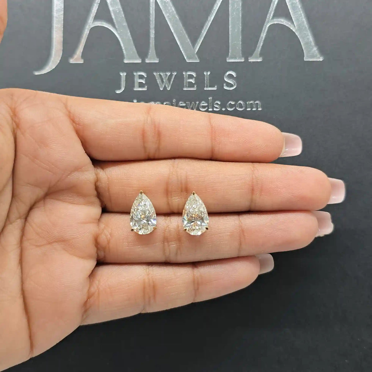 5 CT Pear Cut Single Stone Diamond Stud Earring (Ready for Delivery)