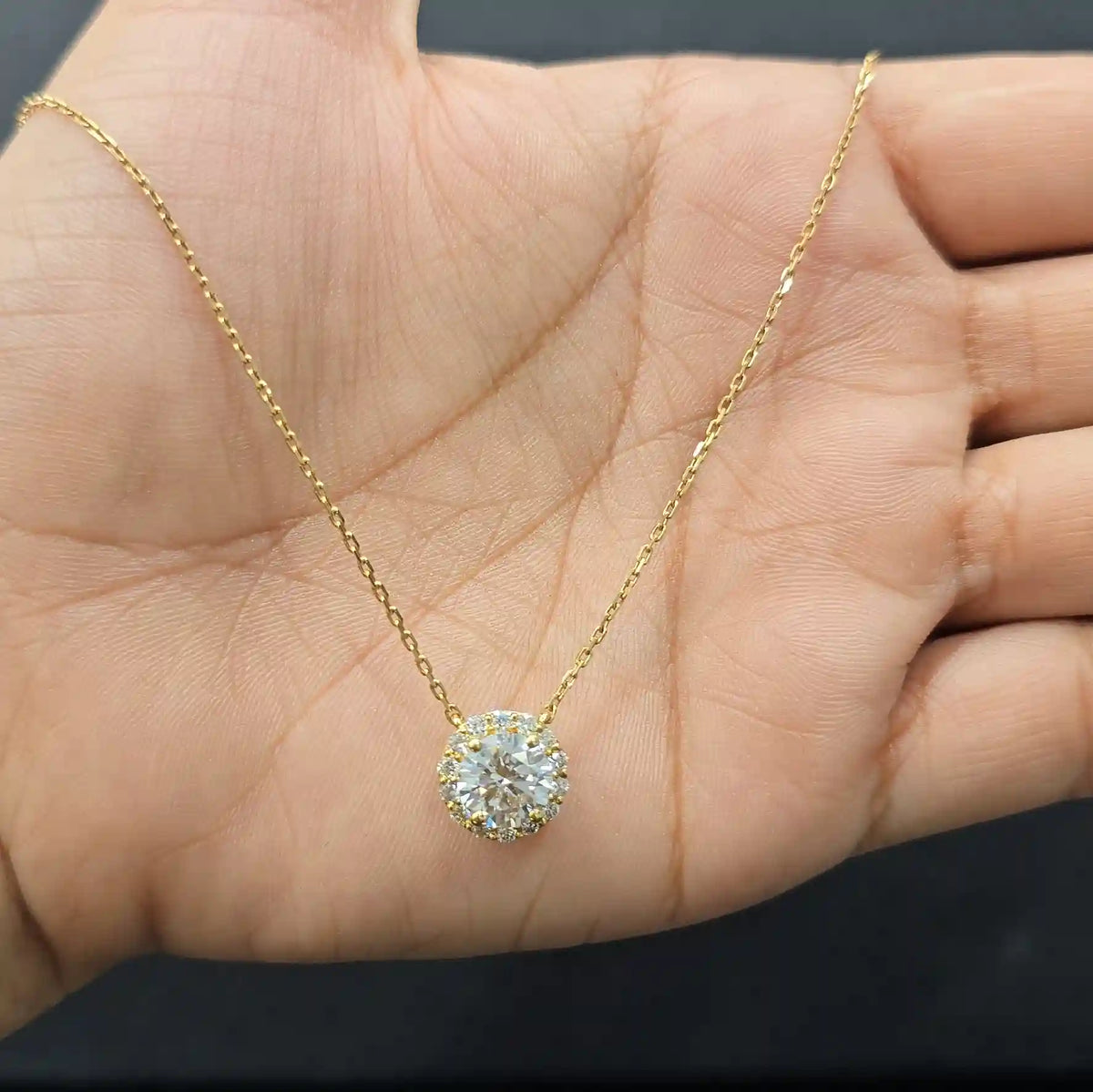 1.90 CT Round Cut Diamond Chain Pendant (Ready for Delivery)