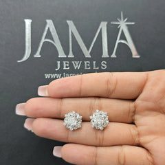 2.90 CT Cushion Cut Lab Diamond Floral Cluster Earrings (Ready for Delivery)