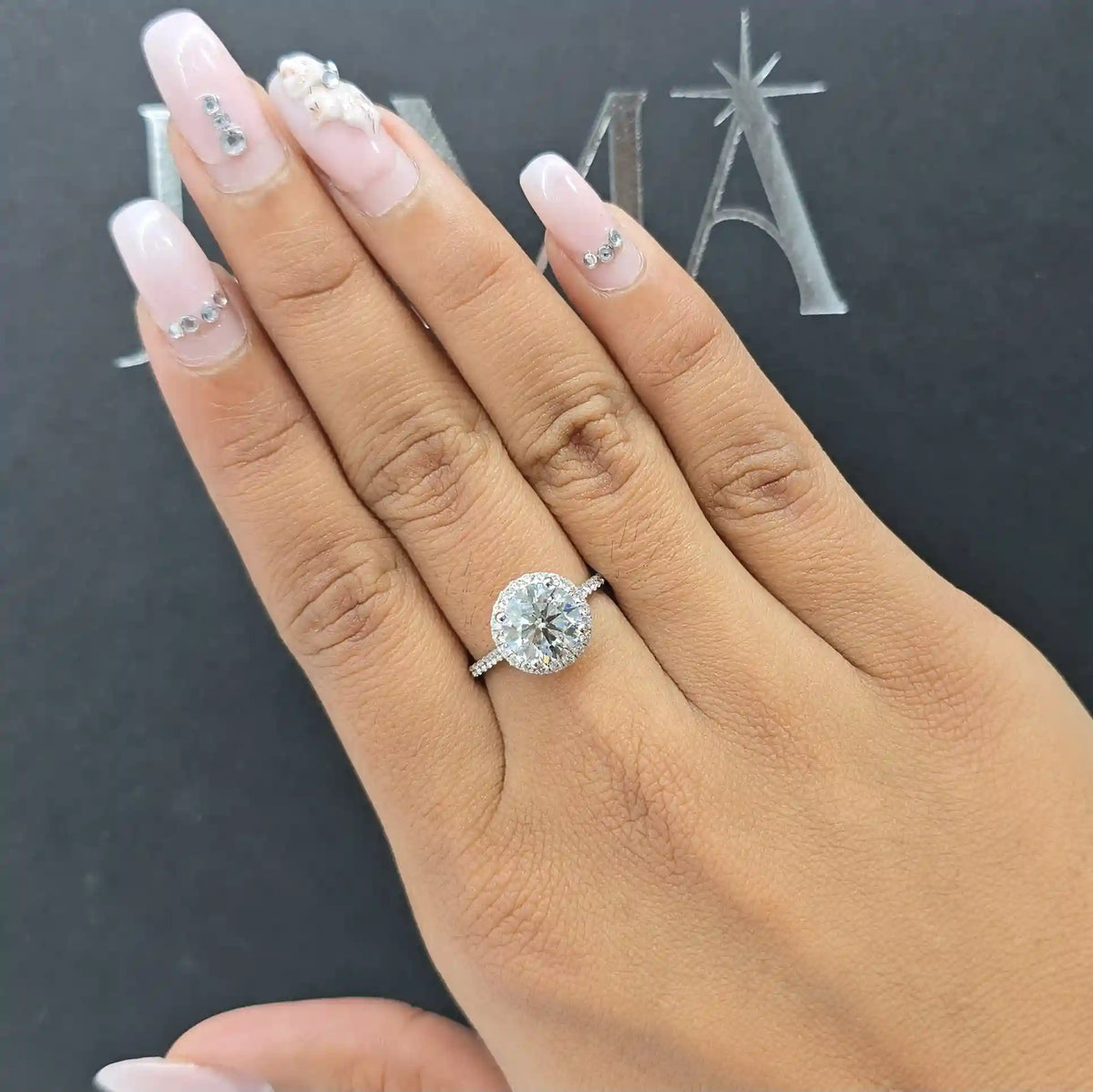 2.70 CT Round Cut Lab Diamond Halo Ring (Ready for Delivery)