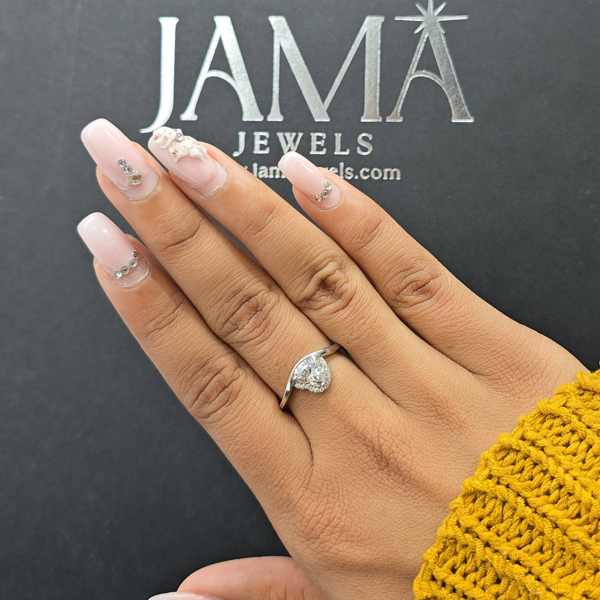 1.10 CT Heart Cut Lab Diamond Halo Bypass Ring (Ready for Delivery)