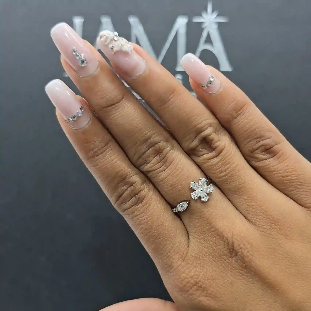 0.70 CT Open Ring with Pear & Round Cut Lab Diamonds (Ready for Delivery)