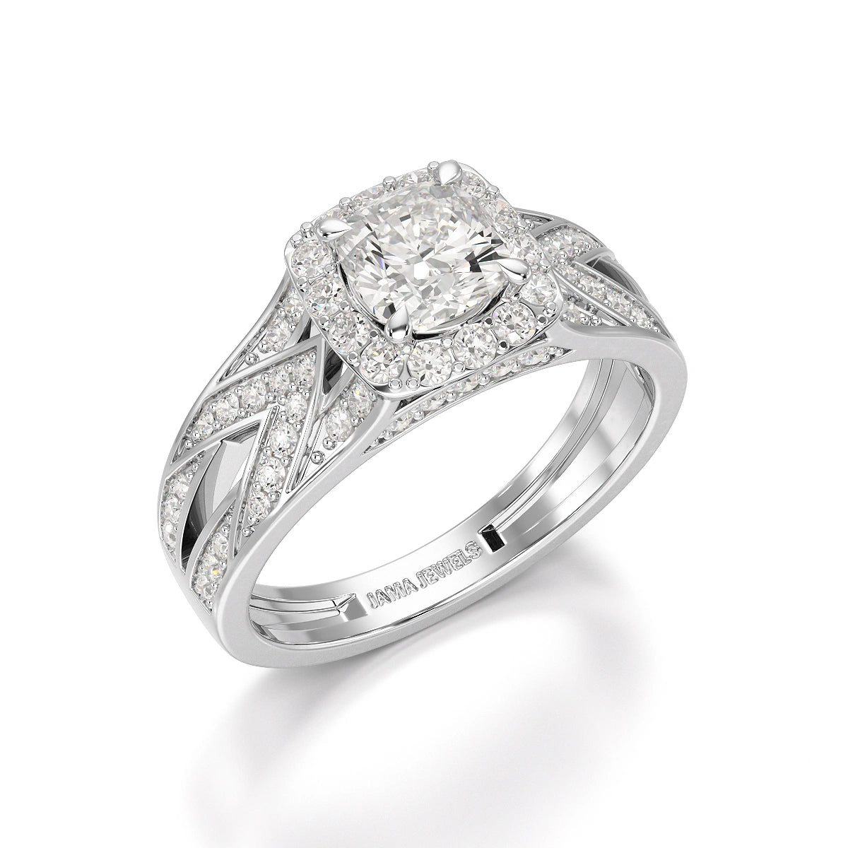 1.55 CT Cushion Cut Layered Halo Lab Diamond Ring