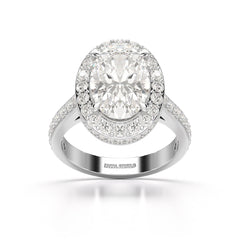 6.47 CT Oval Cut Hidden Halo Lab Diamond Ring